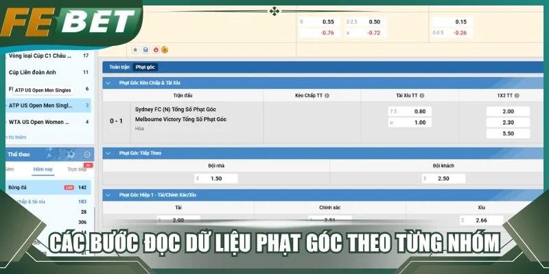 Các bước đọc dữ liệu phạt góc theo từng nhóm