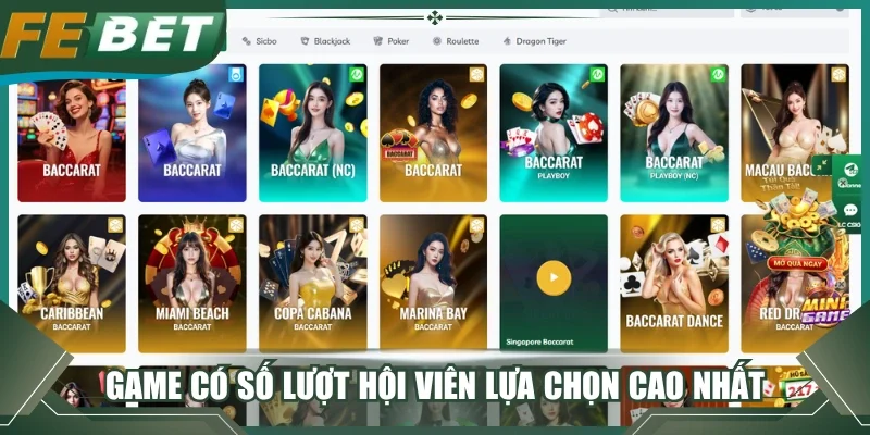 Game có số lượt hội viên lựa chọn cao nhất