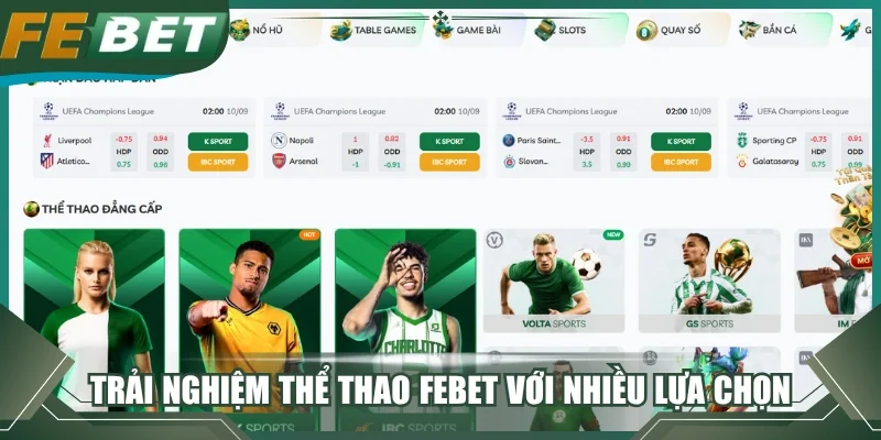 Trải nghiệm thể thao FEBET với nhiều lựa chọn