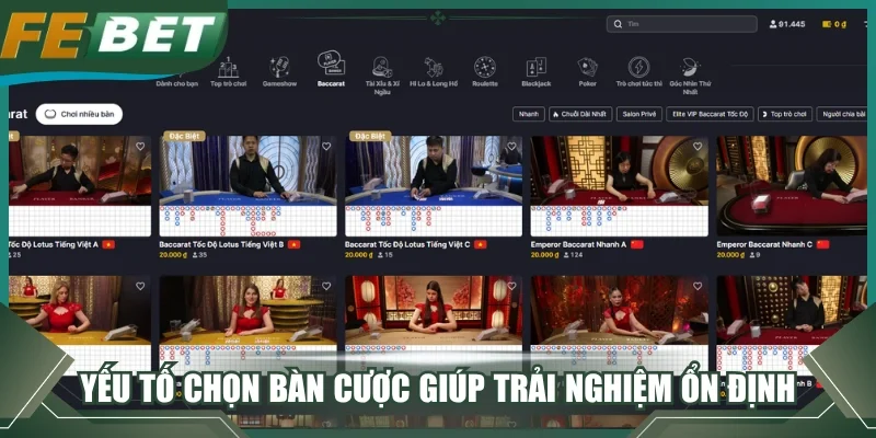 Yếu tố chọn bàn cược giúp trải nghiệm ổn định hơn